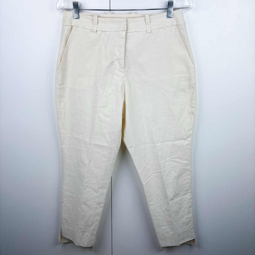 Replika 100% Cotton Tapered Leg Ankle Crop Trouser Pant White Breathable Resort
